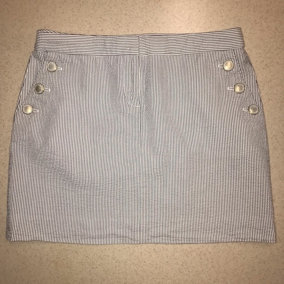 J. Crew Dresses & Skirts - J. Crew Striped Seersucker Skirt Gold Buttons 4